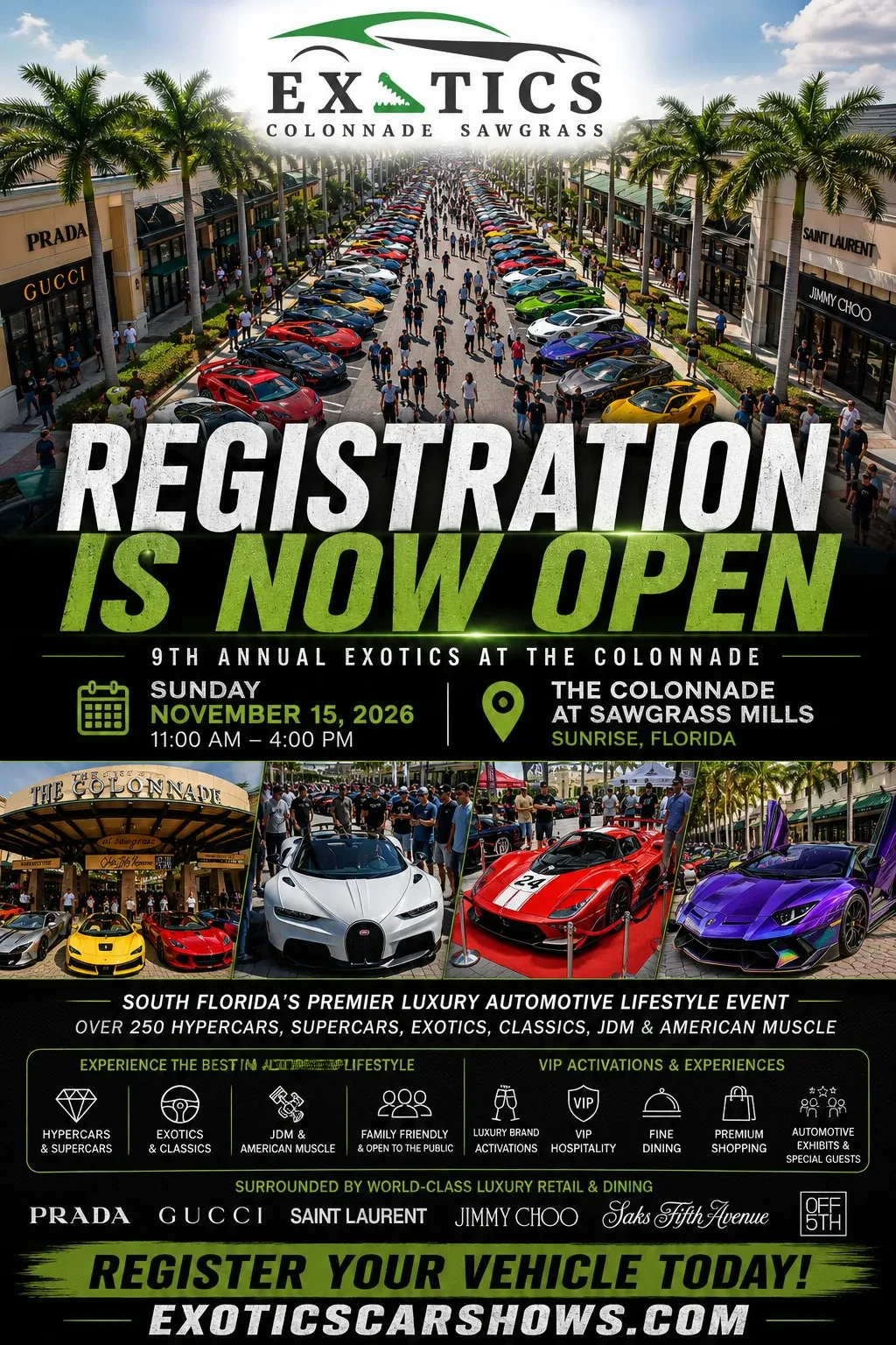 Exotics at The Colonnade at Sawgrass 11/15/2026