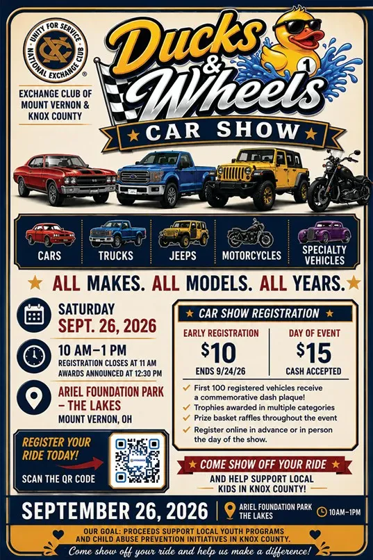 Ducks & Wheels: A Fundraiser to Support Local Kids! (Car Show)