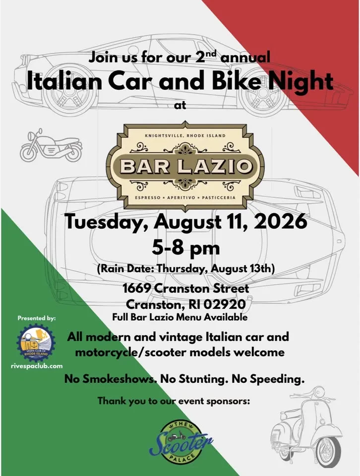 Italian Car and Bike Night at Bar Lazio, presented by Vespa Club of RI