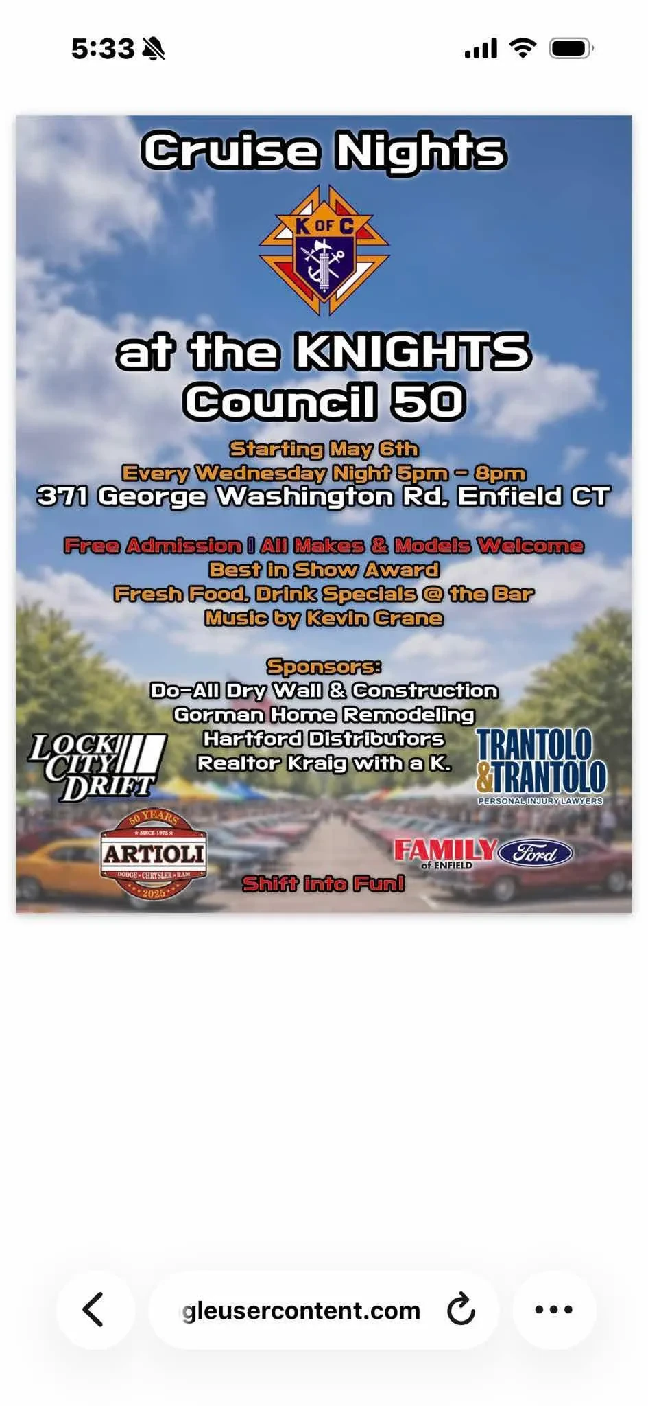 Cruise Nights at the Knights Council 50