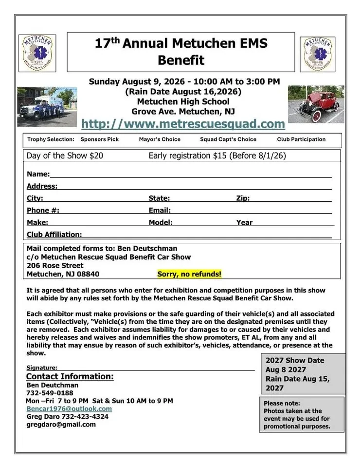 METUCHEN RESCUE SQUAD BENEFIT CAR-TRUCK-MOTORCYCLE SHOW