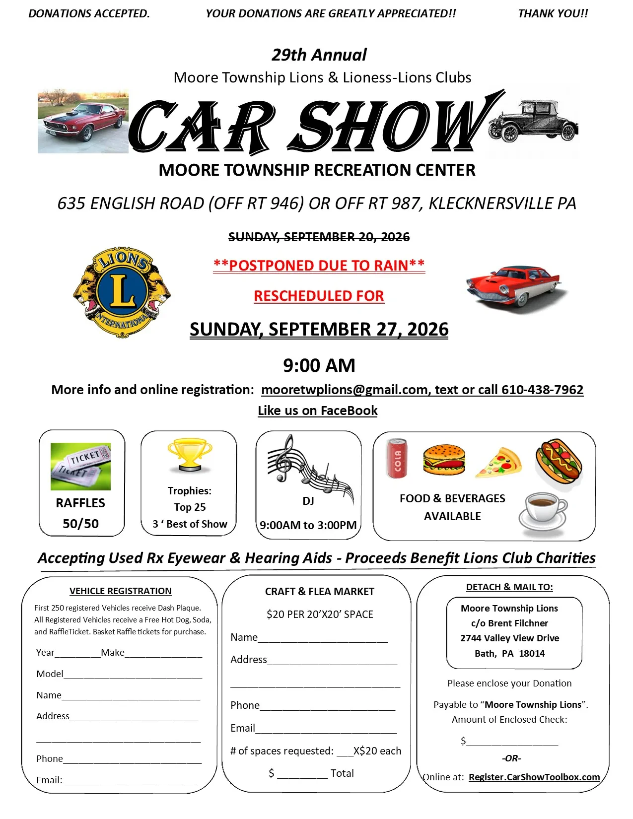 29th Annual Moore Township Lions & Lioness-Lions Clubs Car Show