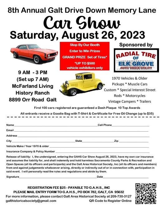 8th Annual Galt Drive Down Memory Lane Car Show Cars and Coffee Events