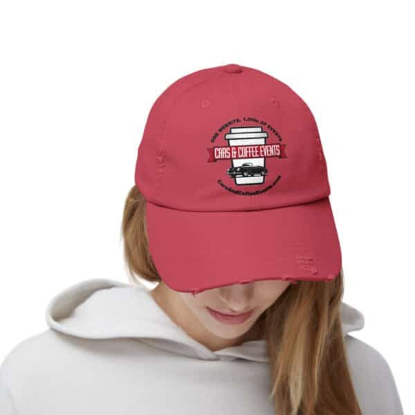 Cars And Coffee Events Unisex Distressed Cap w/ Logo - Image 51